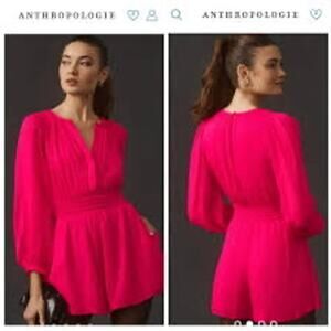 Anthropologie Hot Pink Somerset Romper Size Large